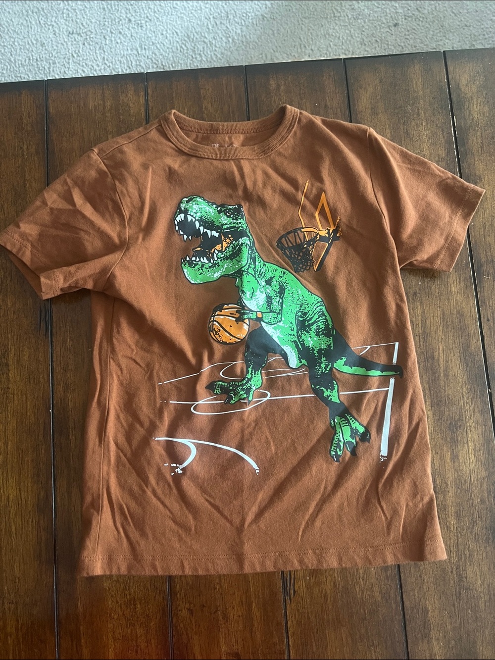 🎉🎉 5 for $20🎉🎉Kids' Brown Dinosaur Basketball Graphic Tee